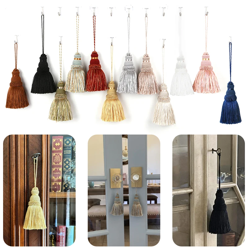 

2Pcs Gold Tassel Hanging Pendant Decorative Curtains Accessories Key Tassels For Curtain Tieback DIY Craft Tassel Fringe Trim