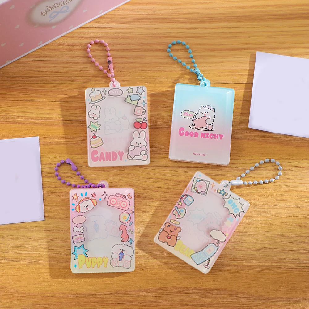 Cartoon Card Holder Bag Pendant Photo Frame Key Chain Photocards Protector Photo Sleeves 1 Inch Girl Cute Lovely Acrylic