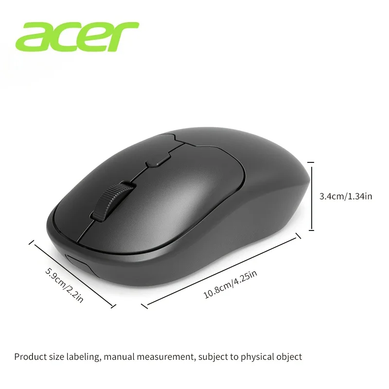 Mouse Nirkabel Acer 2.4G Desktop Notebook Universal, Bertenaga Baterai (Tanpa Baterai), Penerima USB Plug and Play OMR930