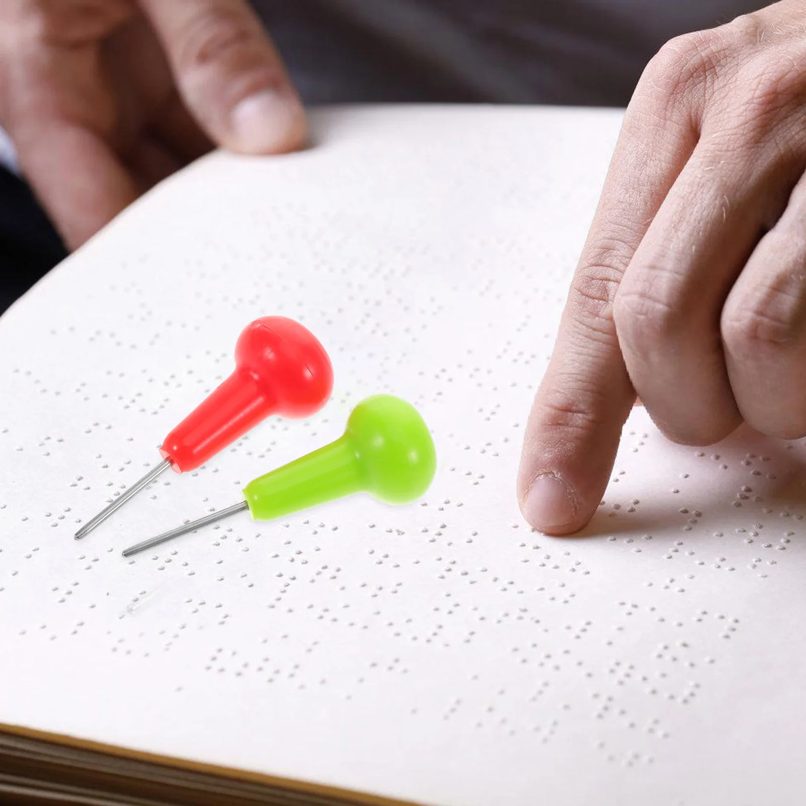 2 Stuks Braille Schrijfpen voor Onderwijs Blinde Studenten Dot Stylus Gladde Tip Comfortabele Grip Schrijven Hulp Braille Dot Stylus