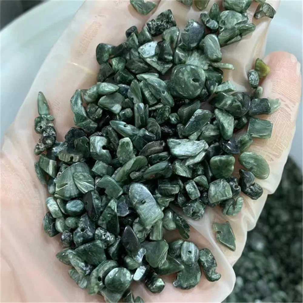 Feng Shui Crystals Healing Stones Natural Green Seraphinite Chips Gravels For Home Decoration