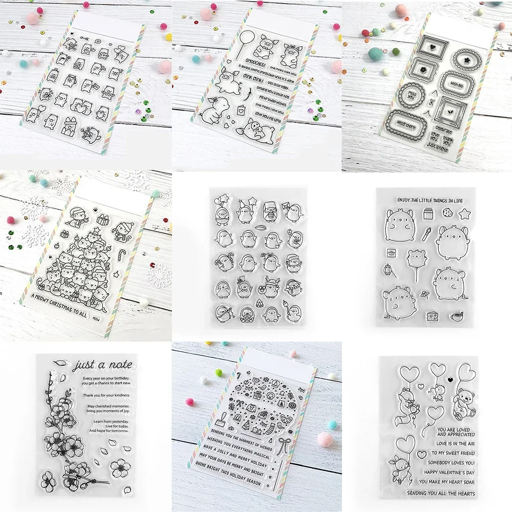 

Little Bear Agenda Penguins Cherry Blossom Branch Clear Stamps for DIY Craft Making Art Card Photo Album Scrapbooking Crafts