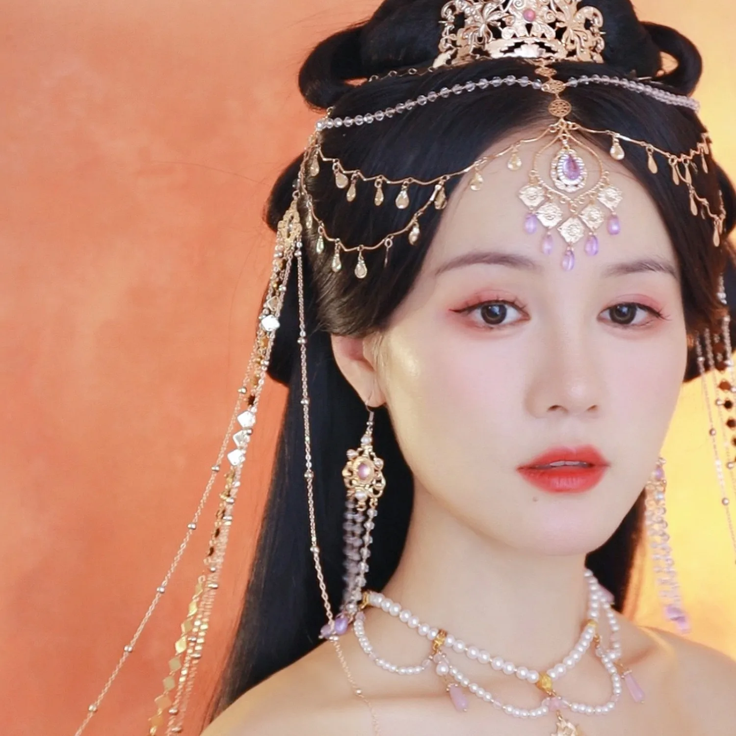 Hairband of Elves Gold Plated Crown Fashion Fairy Ethnic Long Tassel Full Crystal Women Hair Accessories
