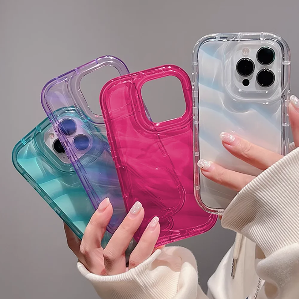 Airbag Phone Case For iPhone 11 Case iPhone 13 16 14 12 15 Pro Max XS XR X 7 8 Plus SE Shockproof Bumper Soft Clear Wavy Cover