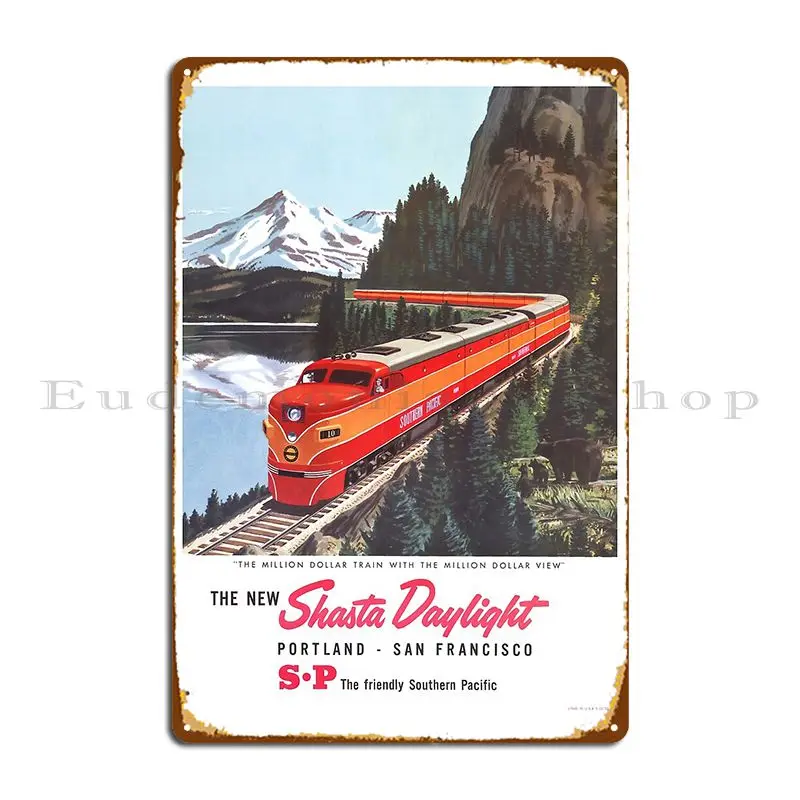 American Train Shasta Daylight Poster Art Metal Plaque Poster Garage Cinema Cinema Wall Plaque Create Tin Sign Poster