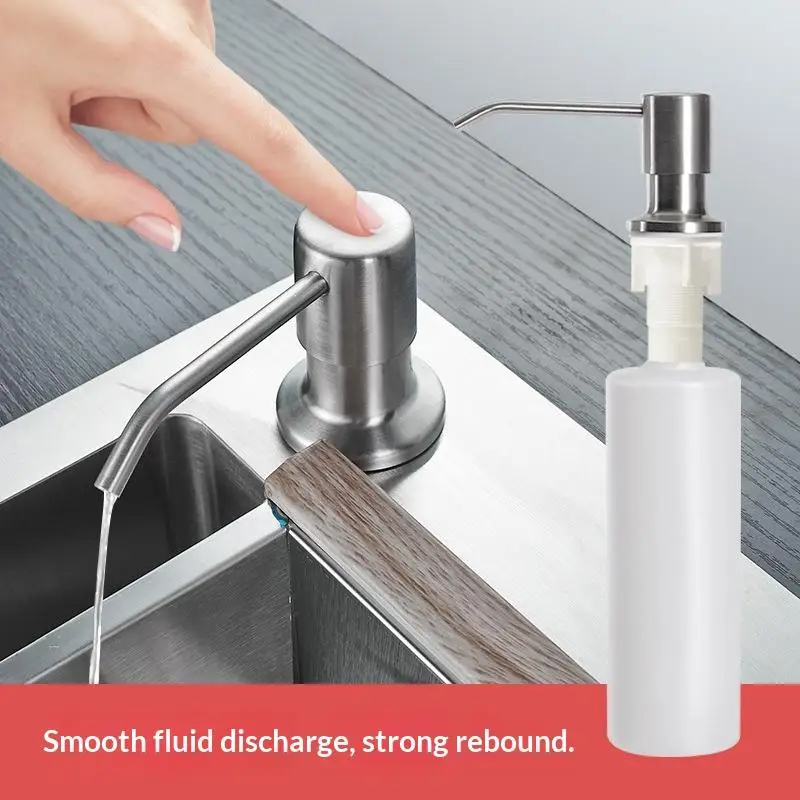 1Pcs 350ml Stainless Steel Liquid Soap Dispenser Manual Press Sink Soap Lotion Bottle Kitchen Accessories