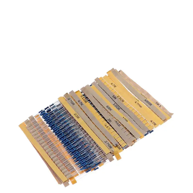 

600pcs/set 30 Kinds 1/4W Resistance 1% Metal Film Resistor Pack Assorted Kit 1K 10K 100K 220ohm 1M Resistors
