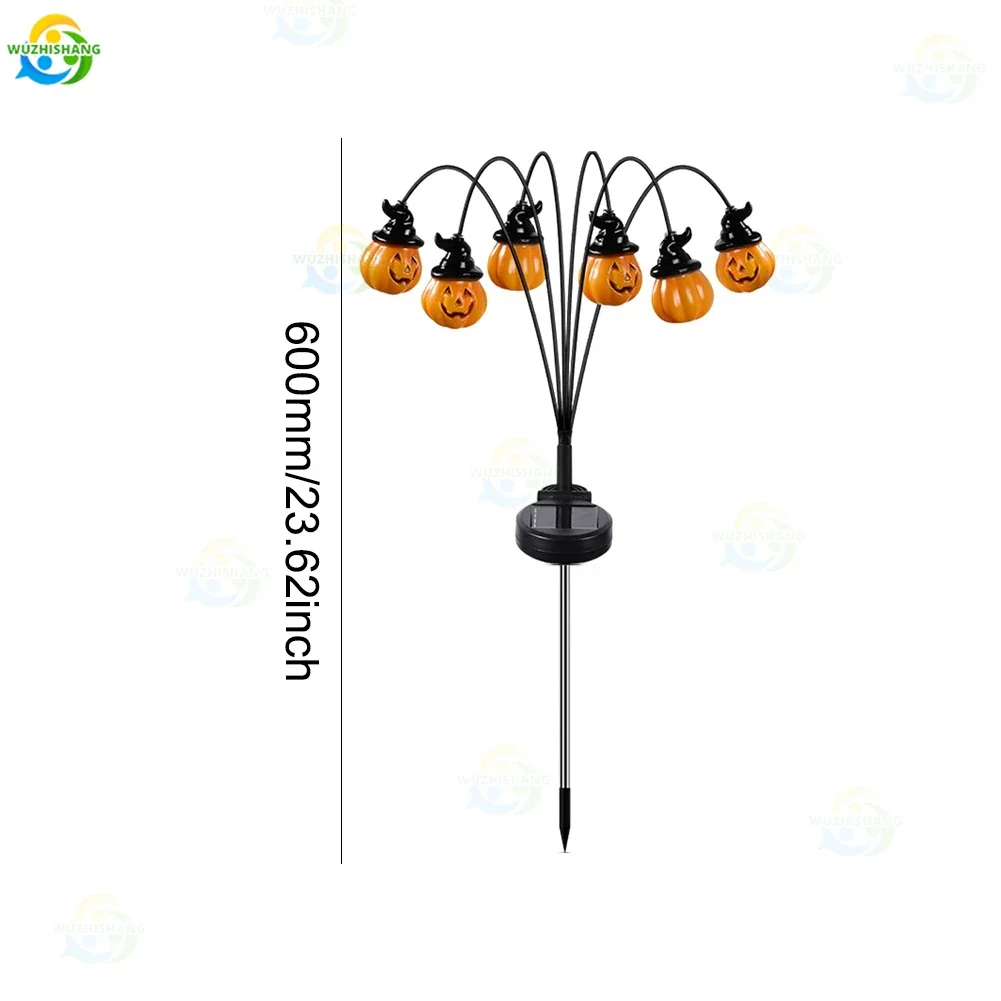 6/8 LED Solar Pumpkin Pathway Lamp Halloween Scary Solar Pathway Markers Lights Festival Theme Waterproof Outdoor Holiday Party