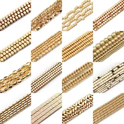 Natural Hematite Stone Gold Color Beads Star Heart Loose Ring Spacer Beads For DIY Jewelry Making Bracelet Necklace Accessories