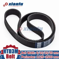 HTD 3M Timing Belt Lp=1125 1140 1170 1200 1209 1263 1335 1344 1359 1374 1500mm Width 6/10/15/20mm Closed Loop Rubber Perimeter
