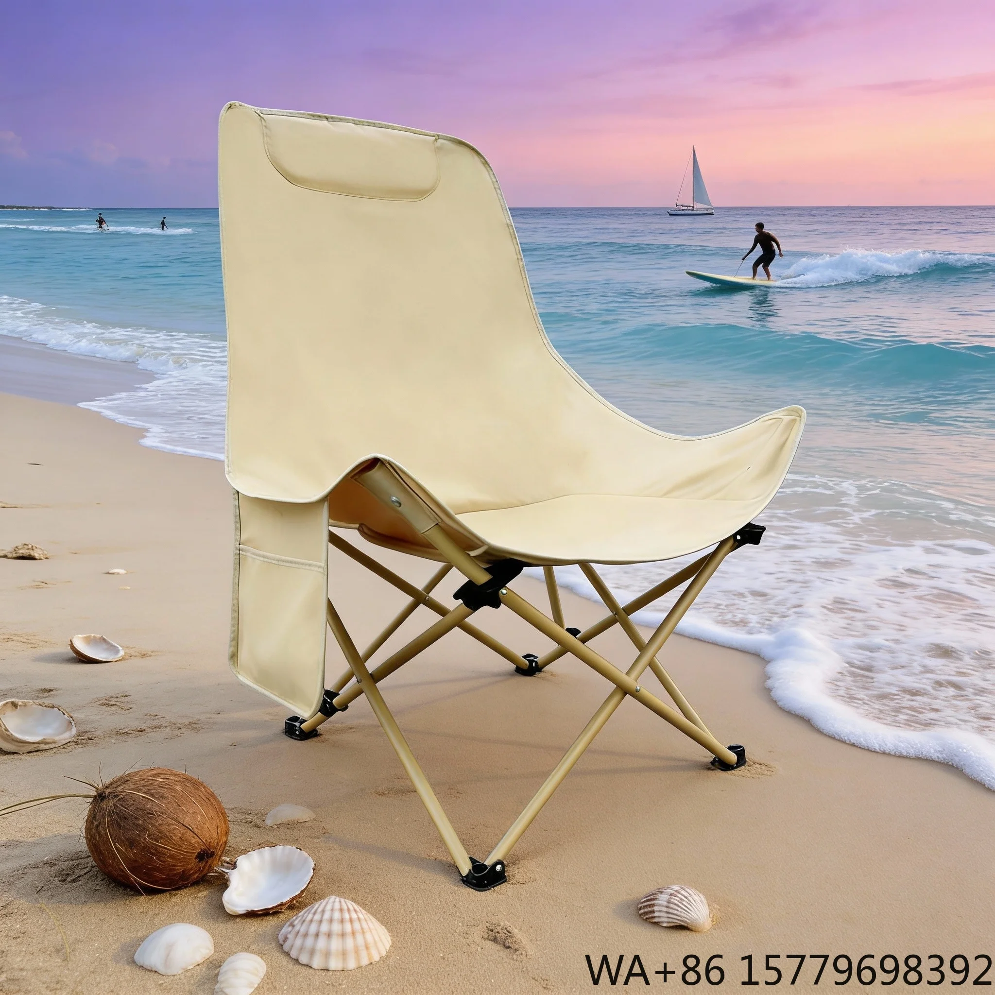Wholesale Custom Taller Wider Outdoor Folding Camping Chair Multifunctional Portable Ecliner Moon Chair