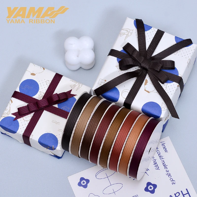 YAMA Wholesale Grosgrain Ribbon 6 9 13 16 19 22 mm 100 yards/lot Dark Brown for Diy Dress Accessory House Wedding Decoration