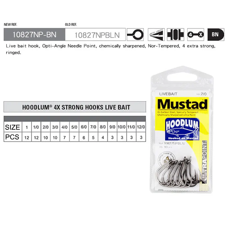 Saltwater Mustad 10827np 4X Hoodlum Live Bait Hook Deep Sea Fishing Hook Barbed Iron Board Fishhook Jigbait Angeln Claw Anzol