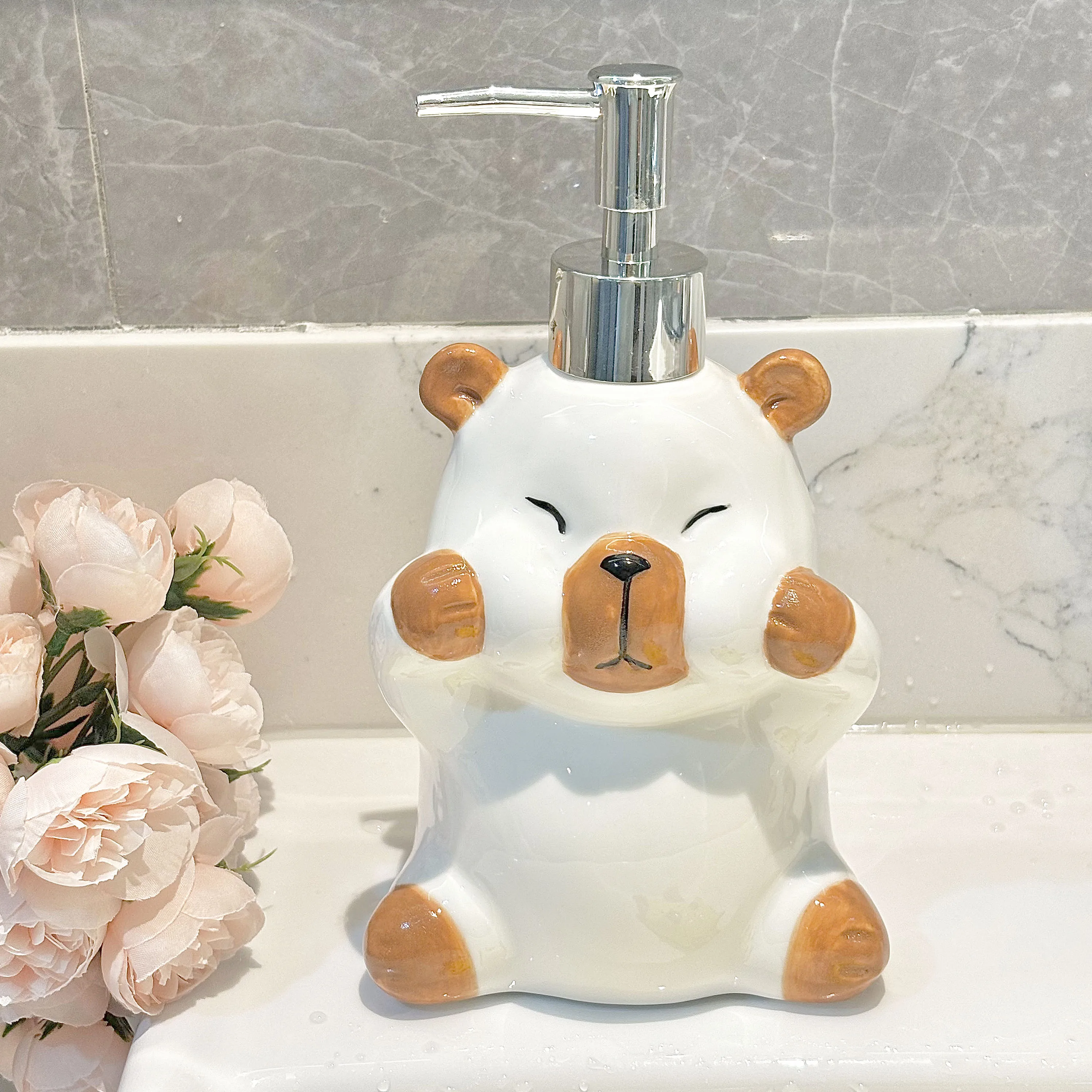 WHYOU-Cute Catoon Liquid Soap Dispenser, Lotion Bottle, Emulsion, Latex Hand Wish Bottles, Light Luxury Bathroom Accessories Set