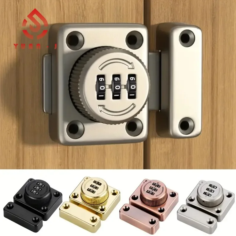 YUANJ 3 أرقام خزانة أمان أقفال بكلمة مرور غير لكمة قفل بدون مفتاح مزلاج رمز الجمع قفل أمان باب الطفل مكافحة سرقة #1