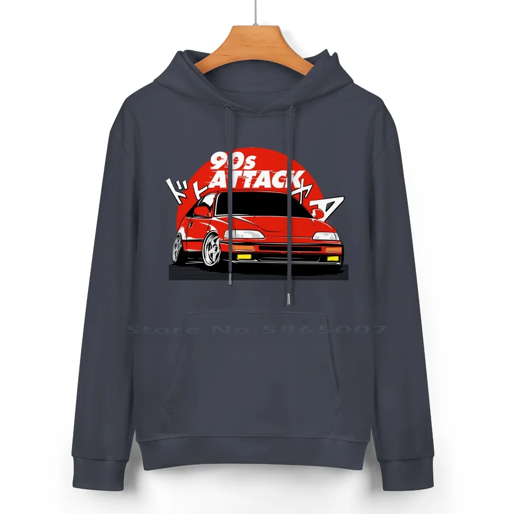 Crx 90s Attack Pure Cotton Hoodie Sweater 24 Colors Crx Civic Cific Ef Old Car Japan Car Jdm Culture 100% Cotton Hooded