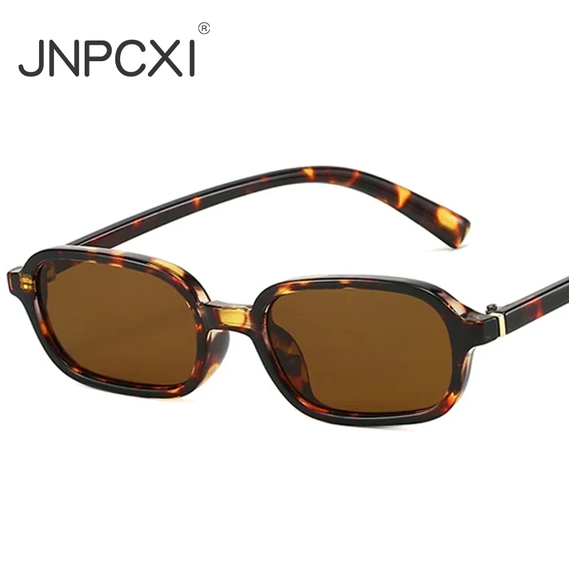 JNPCXI Neue Vintage-Sonnenbrille mit kleinem rechteckigem Rahmen für Damen, UV400-Schutz, modische Herren-Sonnenbrille mit klarem Linsenrahmen