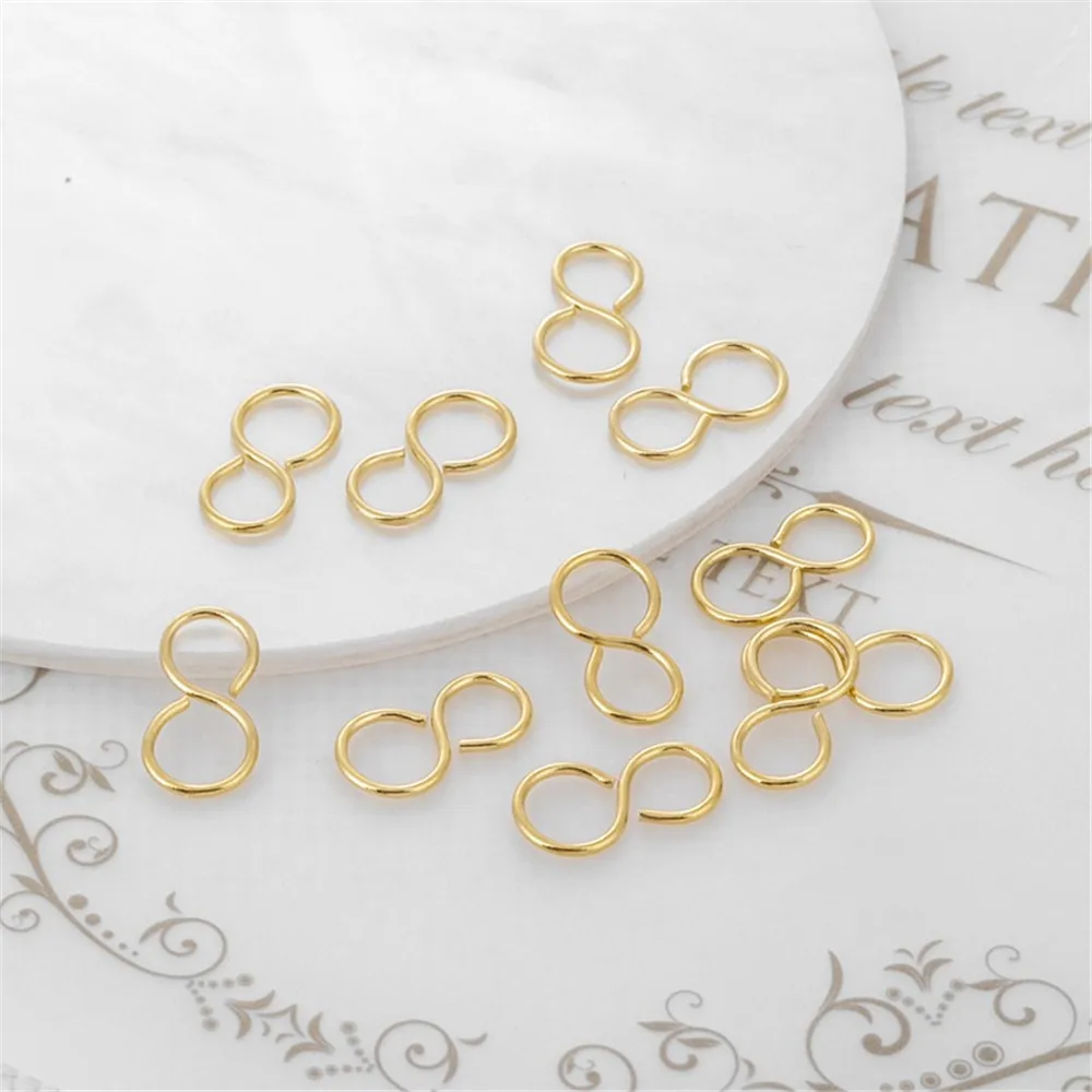 14K Gold 8-character Buckle, Unlimited Love Connecting Ring, Bracelet and Necklace Buckle, DIY Jewelry Accessories