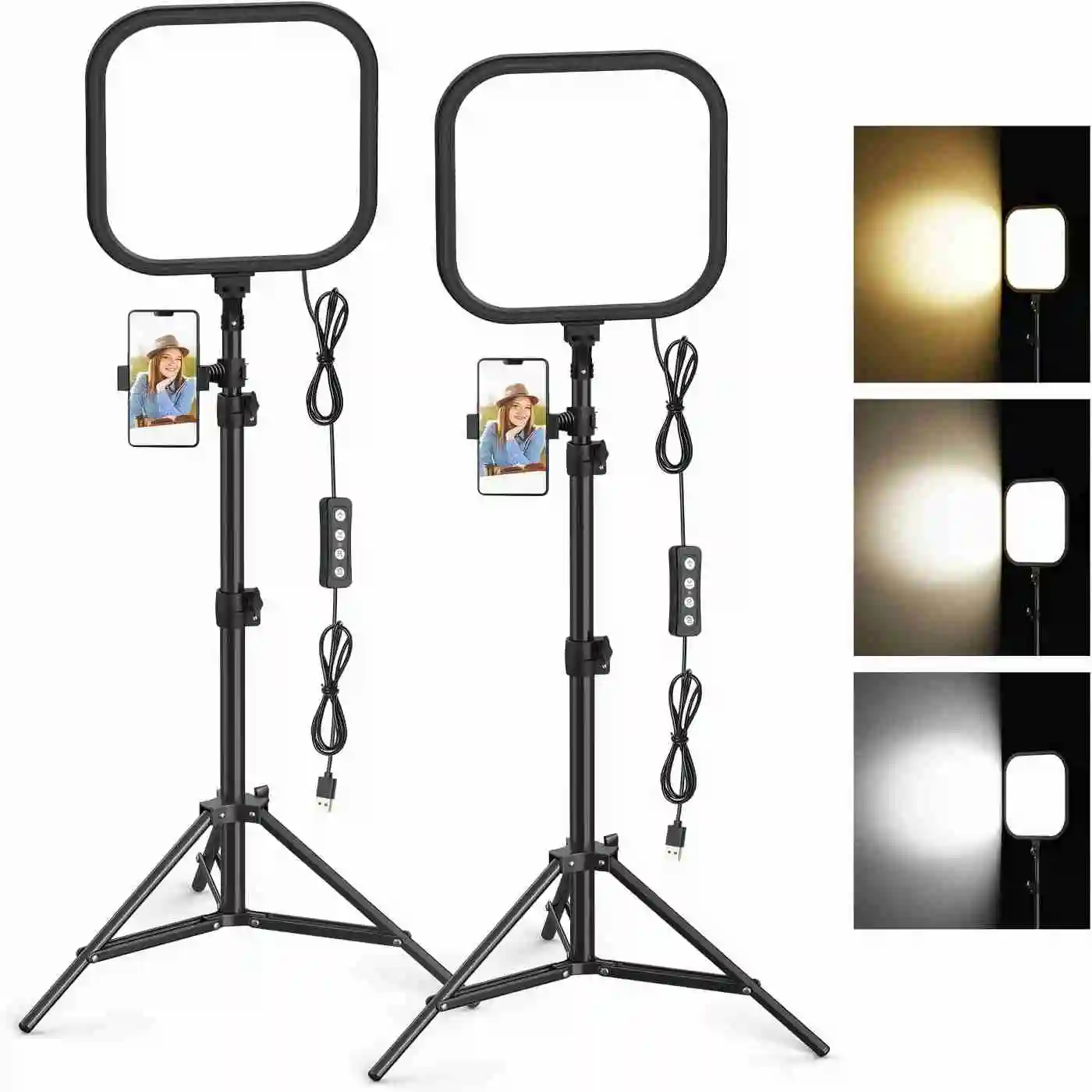 

2Pack LED Video Light Kit,15W Photography Lighting Kit, 78" Dimmable Studio Lights with Tripod, 2500-8500K Stream Light for Vi