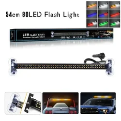 Car Emergency Strobe Light Bar Windshield Hazard Warning Flashing Suction Lamp 80LED 12-24v for Police Trucks Car Accessories