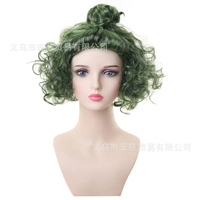 

Hot-selling makeup green wig COS clown animation wig party dance men's and women's wig headgear