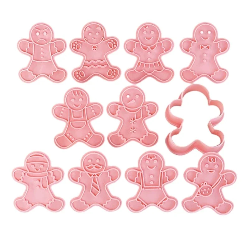 

Pack of 11 Christmas Biscuits Mold PP Material Gingerbreads Man Cookie Molds Drop Ship