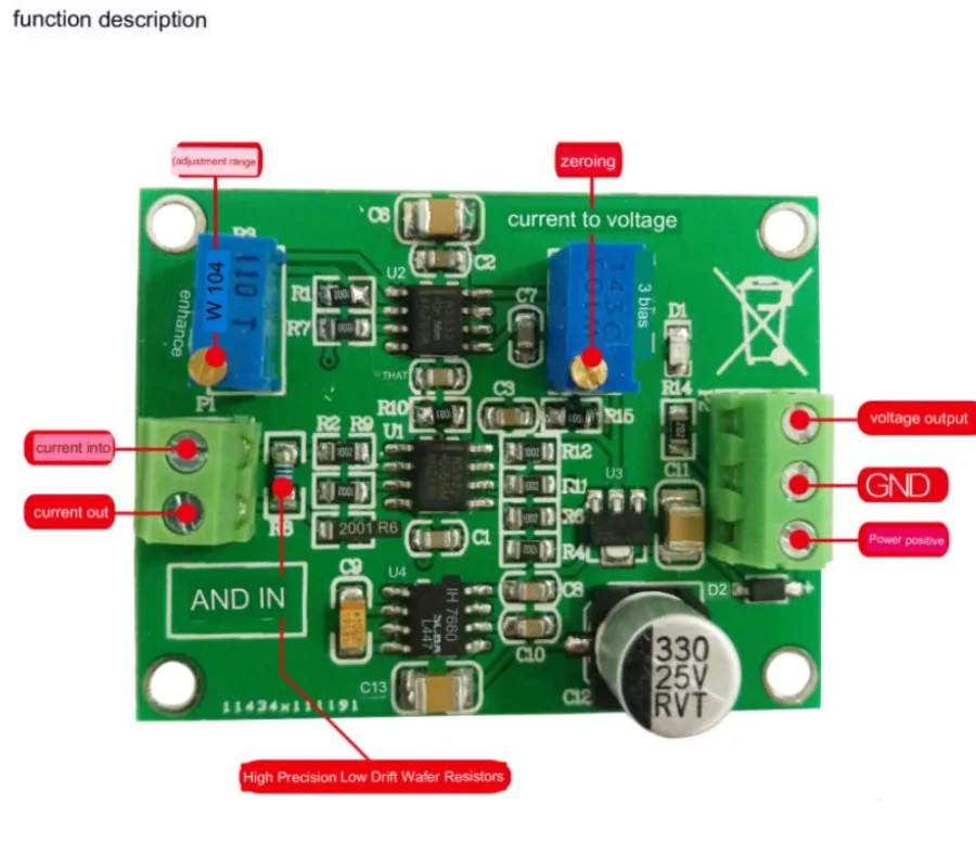 The current voltage module signal conversion conditioning IU converts 0/4-20mA to 0-10V transmitter