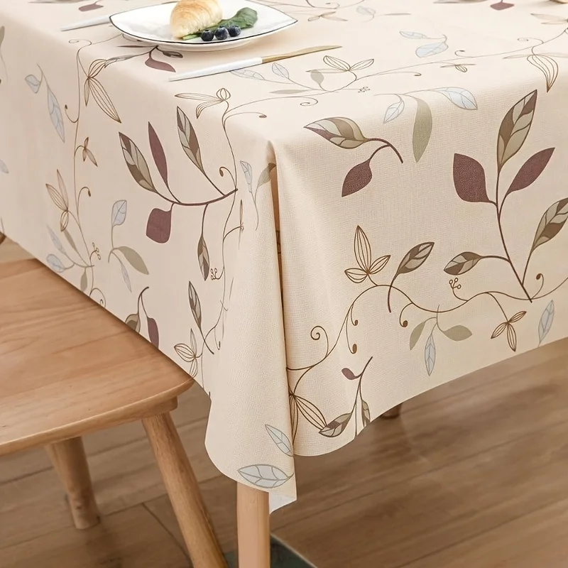 [2D] Tablecovers 1pc Beige Leaf And Branch Pattern Tablecloth Mom'S Favorite Fashionable Elegant Home Decor Tablecloth Suitable for All Seasons, Holidays, Picnics, Gatherings, Parties, Room Decoration Best Gift for Mother Perfect Gift for Mom
