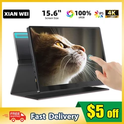 15.6 Inch 4K Office Portable Monitor Touch Screen IPS 100%sRGB Dual Speakers Display USB C For Laptop XBox PS45 Switch Mini PC