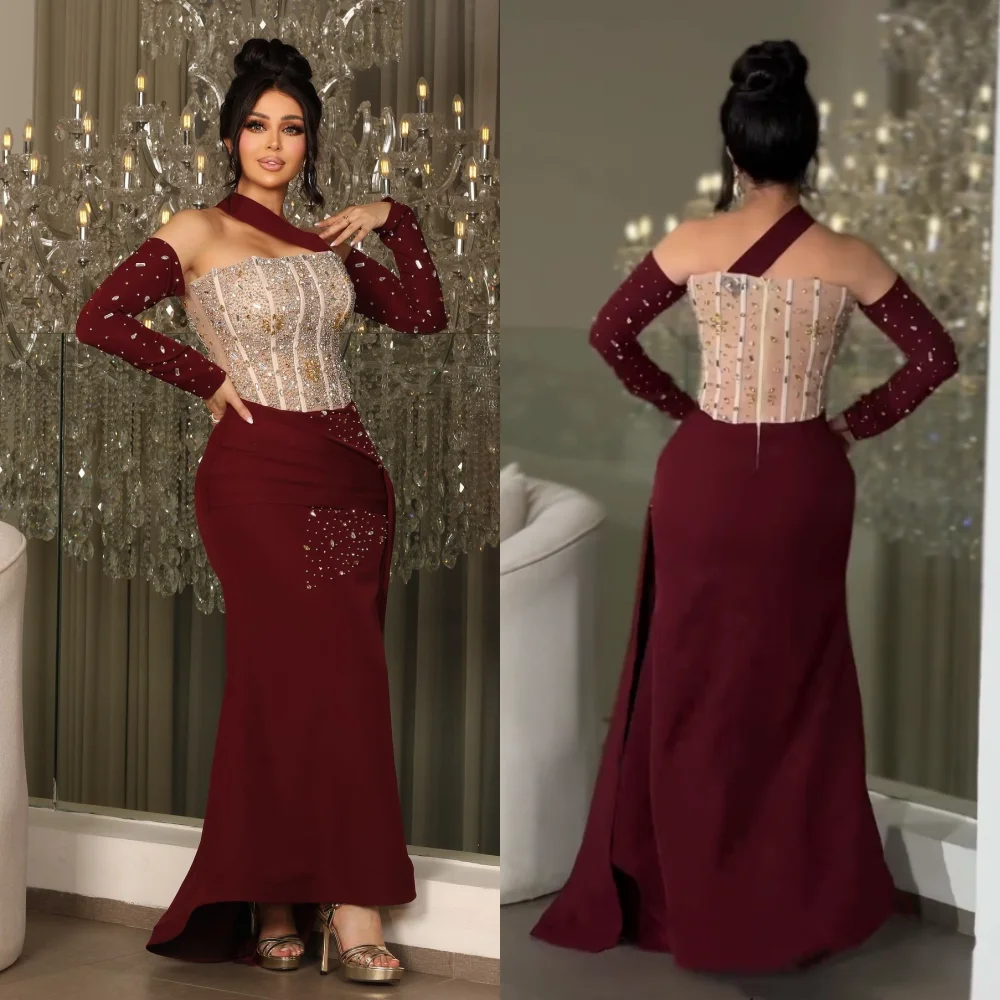 Customized Rhinestone Temperament Mermaid Off the Shoulder Bespoke Occasion Women Luxury Evening Elegant Party Sparkle Charming