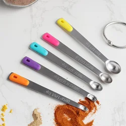 5 Pieces/Set Baking Powder Dry Food Measuring Spoons Coffee 1/64  to 1/4 Teaspoons Household Kitchen Gadget Home Supplies