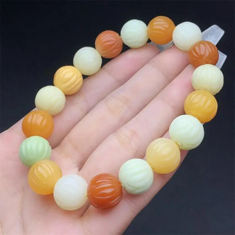 12MM Natural Burmese Topaz Bead Bracelet Fashion Reiki Gemstone Round Beads Jewelry Couple Holiday Gift 1PCS