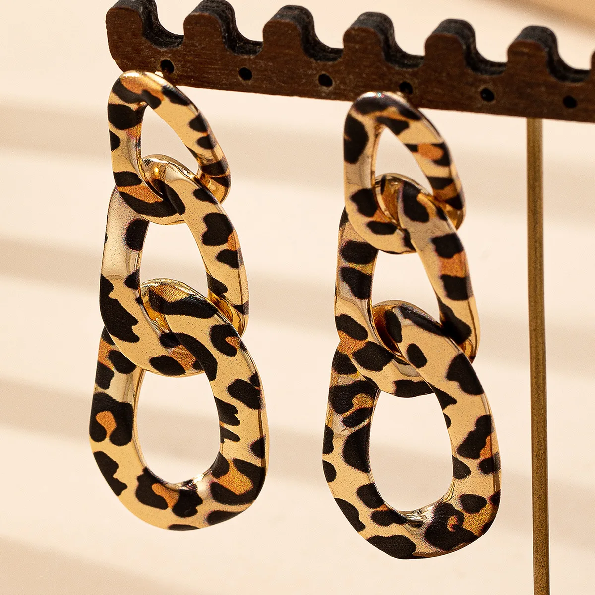 Earrings For Women Retro Temperament Long Metal Chain Leopard Print Holiday Party Gift Ear Accessories Fashion Jewelry E533