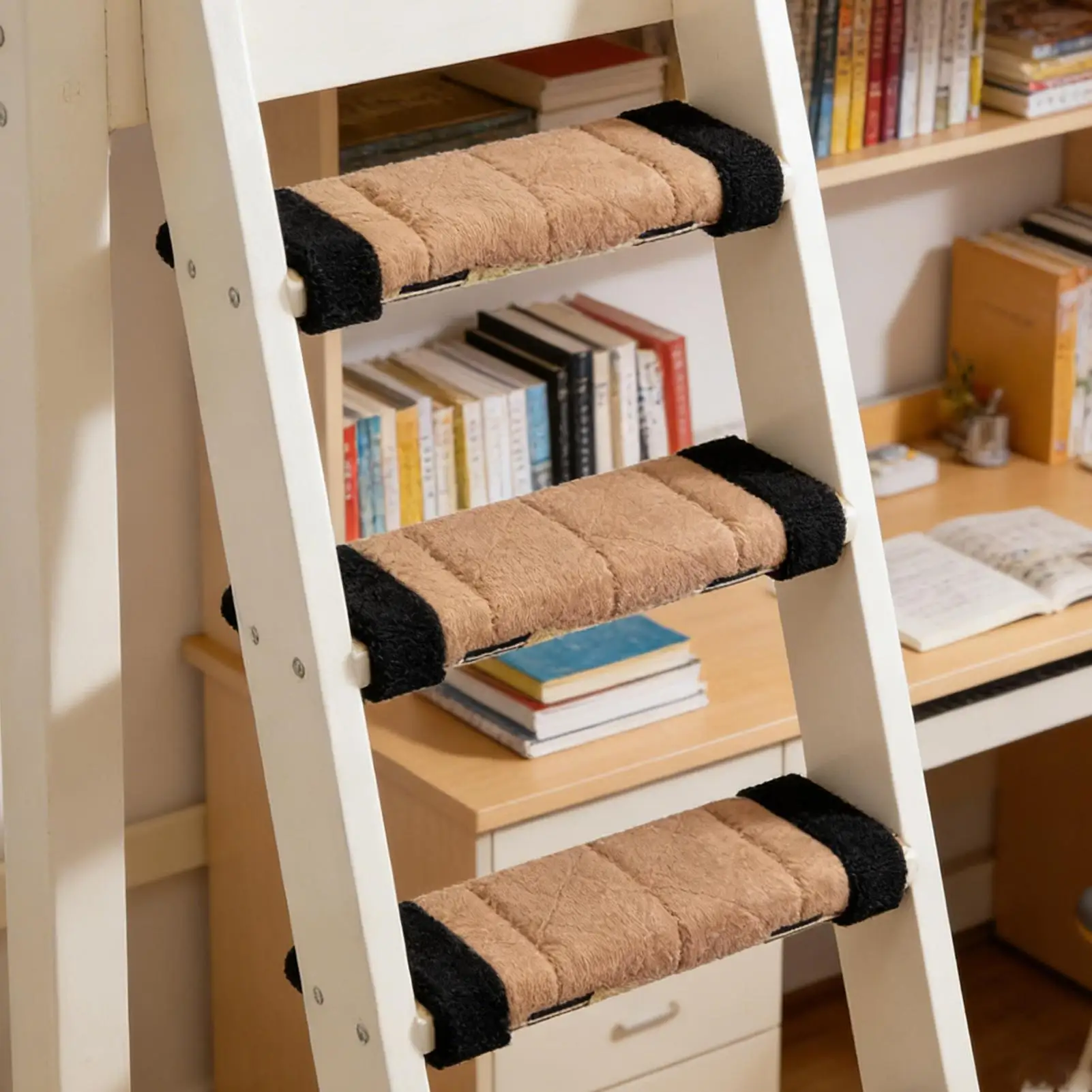 Bunk Bed Ladder Cushion 4-Piece Soft Non-slip Cover Dorm Bed Ladder Cushion Stair Covers for Safety Comfort Support Home Dorm