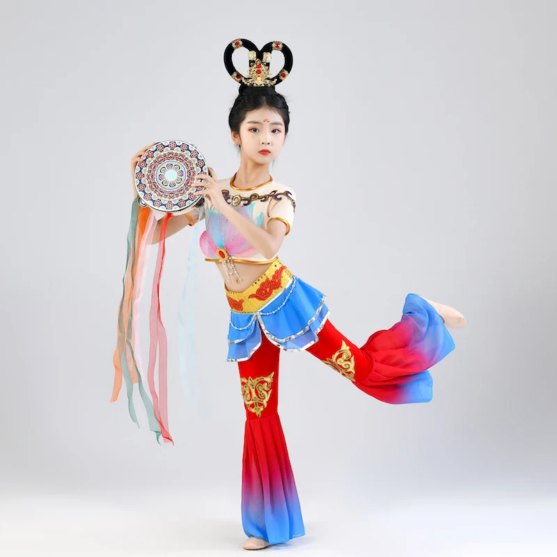 Chinesische Alte Folk Dance Kostüm Mädchen Yangko Dancewear Traditionellen Trommel Bühne Tanzen Outfit Orientalischen Leistung Kleidung