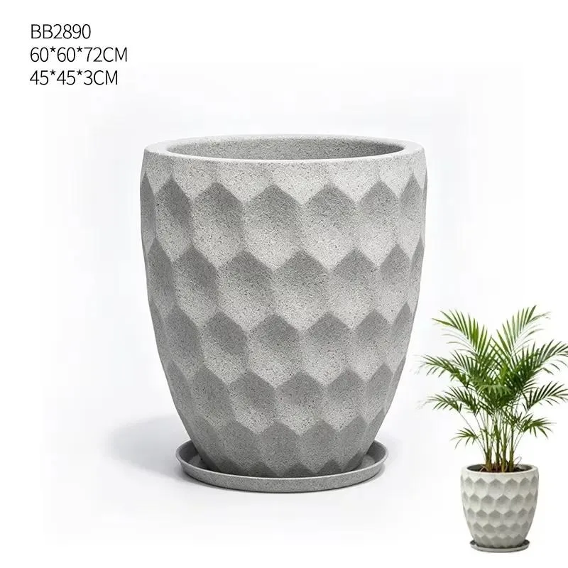 OEM ODM weathering engraving cartoon theme cement texture fiberglass flower pot office lobby shopping mall greening