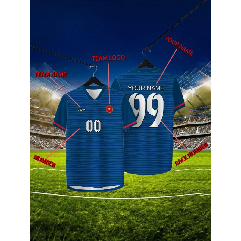 Customized Geometric Green Short Sleeved Shirt With Team Name, Emblem, Name And Number, Outdoor Sports Short Sleeved T-Shirt