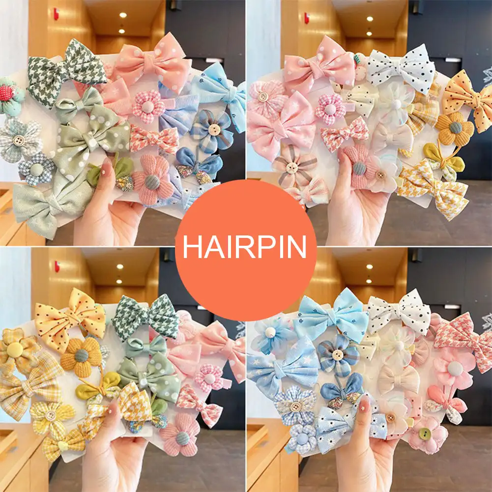 8pcs/set Children Hair Accessories Bow Hairpin Colorful Sweet Hair Clips Fashion Cute Hair Accessories