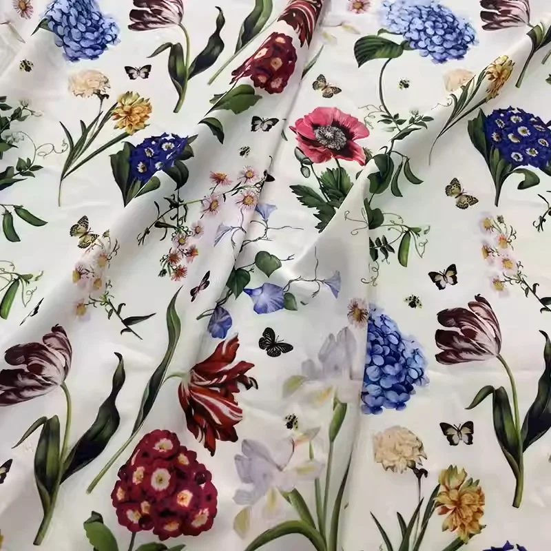 

Цифровой поплиновый хлопок с растениями и цветами, имитирующая двойную креповую ткань для платья-рубашки Telas Para Costura Tissus, материал для шитья своими руками