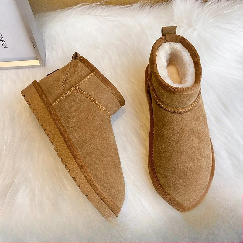 2026 New Mimi Girls Snow Boots Fleece Fashion Non-slip Short Boot Women's Winter Thickened Thermal Cotton Shoes