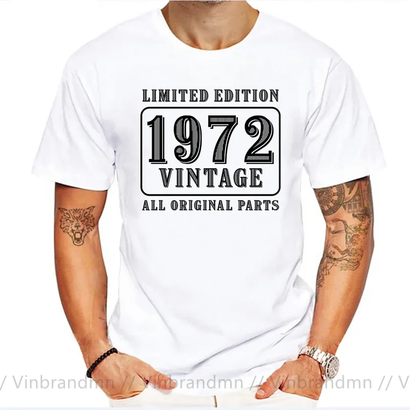 Vintage Born in 1972 Limited Edition All Original Parts T Shirt men 50 Year Old Tee Shirt 50th Anniversary Birthday Gift T-Shirt