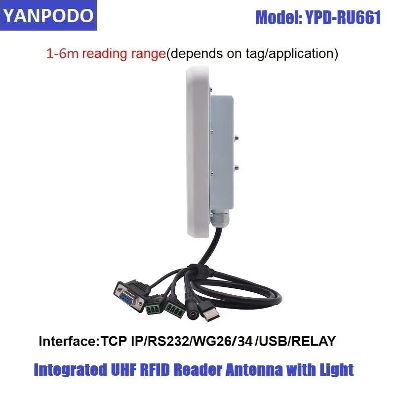 Imagem -02 - Leitor Rfid Uhf com Luz Rs232 Wg26 Interface Rs485 Sdk Gratuito para Sistemas de Carga de Veículos m