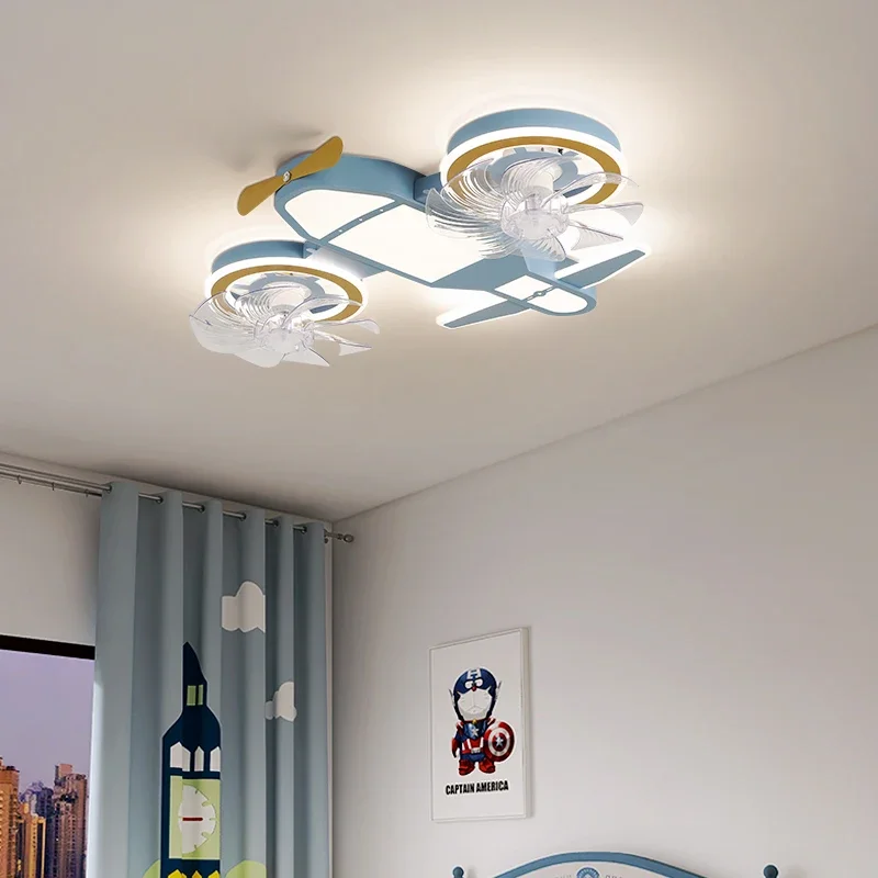 

Children's room airplane light full spectrum led bedroom ceiling light modern cartoon boy room fan light eye protection light