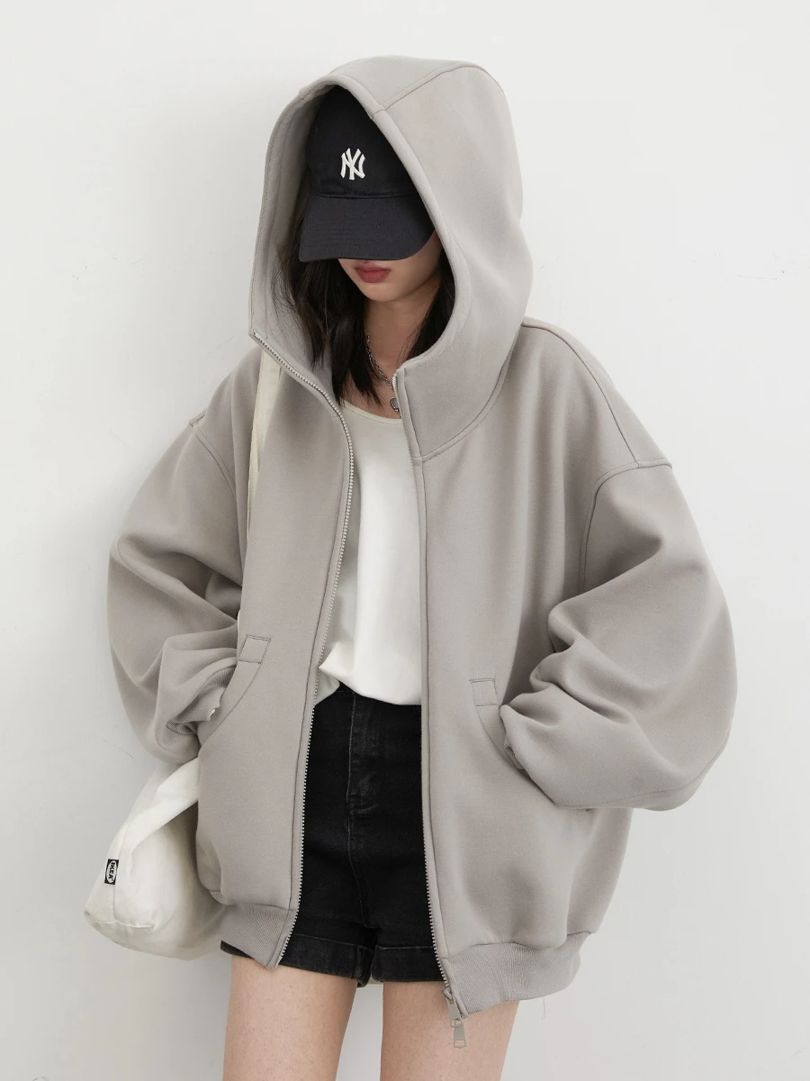 Sudaderas CHIC VEN para mujer, chaquetas informales de manga larga con capucha a la moda, abrigos holgados de felpa con cremallera para mujer, novedad de primavera y otoño 2025