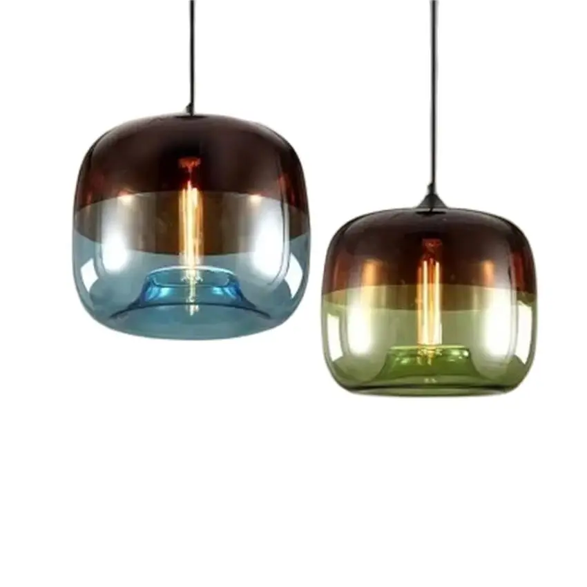 

Nordic colored ball glass pendant lights modern living room kitchen vintage dining room café bar counter bedroom pendant lamps