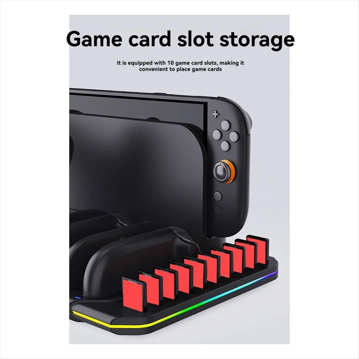 ★▲ For Switch 2 Cooling & Charging Stand with Fan 10 Game Card Slots Light Effects Multi-Functional Gaming Accessory