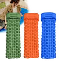 Outdoor Camping Inflatable Mattress Sleeping Pad With Air Pump Built In Pillows Hiking Inflator Ultralight Mat E6Y7