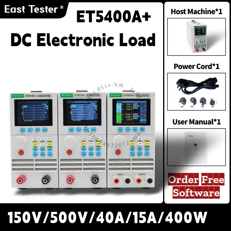 

Programmable DC Electronic Load Single/Dual Channel Meter Battery Capacity Tester ET5410A+ET5420A+150V/500W 40A 400W