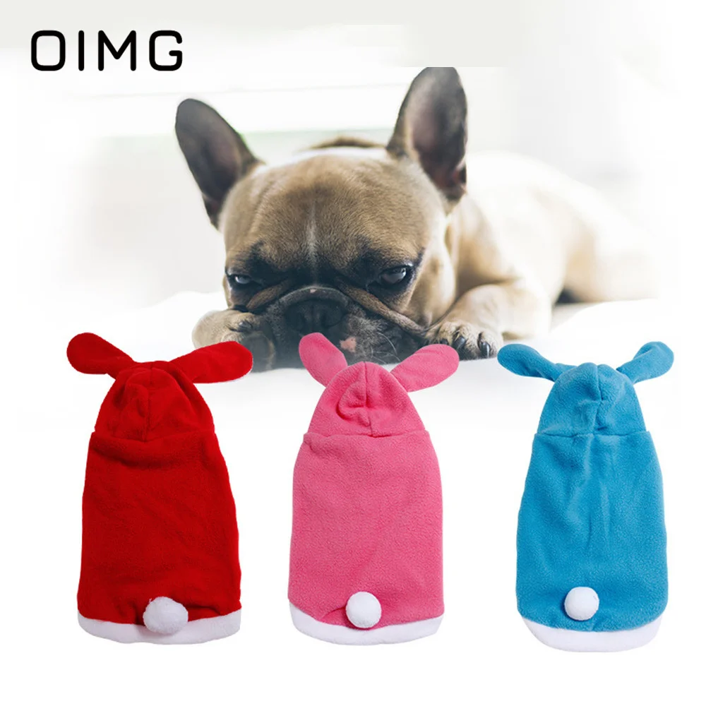 

OIMG Cute Small Dogs With Hat Sweater Warm Cat Dog Costume Schnauzer Yorkies Autumn Winter Pet Hoodie Rabbit Changing Clothes