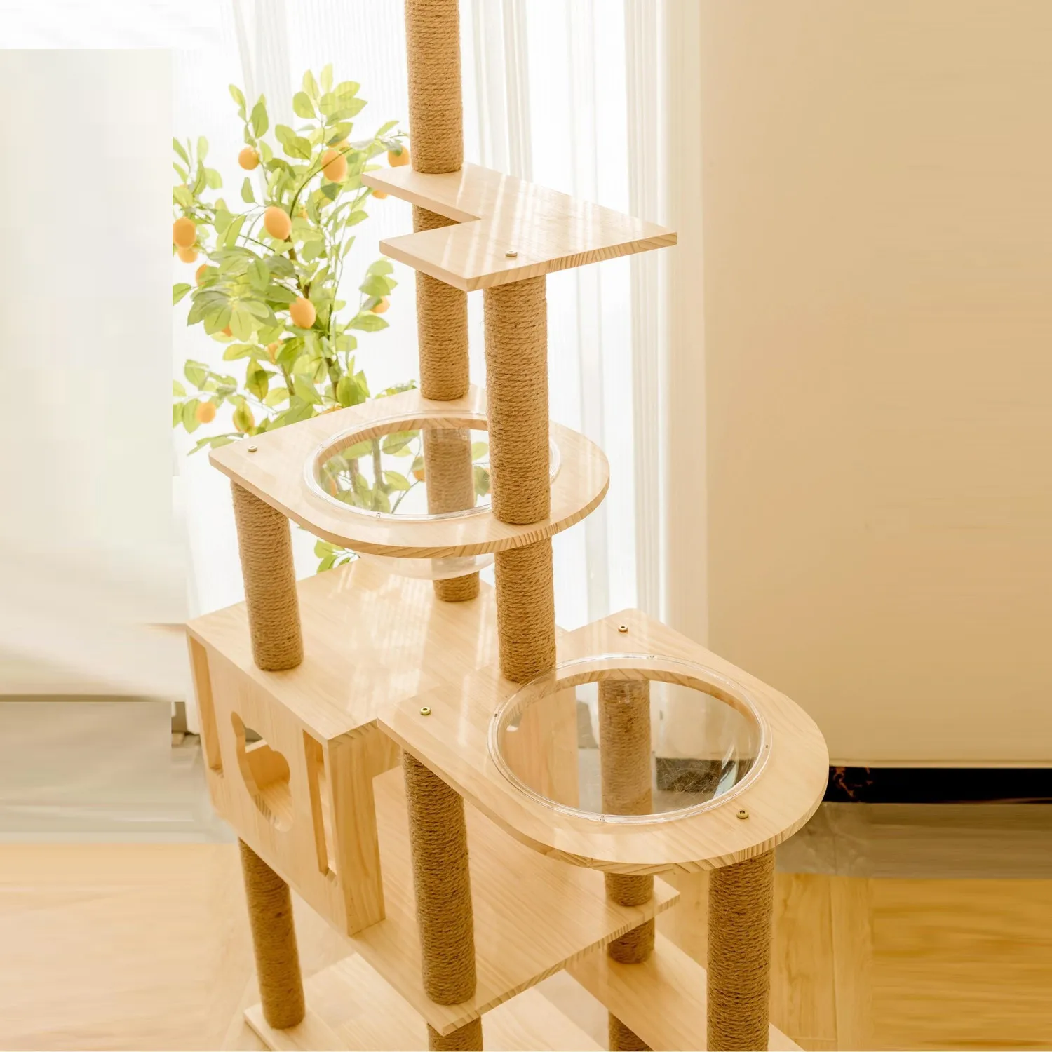 Solid Wood Climbing Frame Space Capsule Multi-layer Jumping Platform Cat Nest Integrated Large Climbing Frame Scratching Column